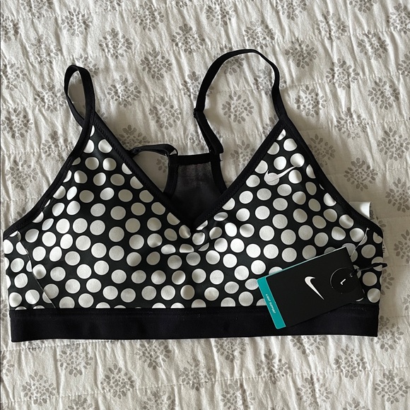 Nike Sports Bra Indy V-neck Light Support Polka Dot size L - Picture 1 of 6